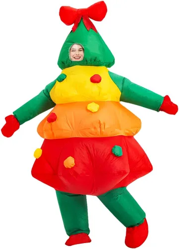 Vista 5 de KOOY Disfraz inflable, disfraces de Navidad para adultos, disfraz inflable de Navidad para mujereshombresadultos, traje de personaje de Navidad