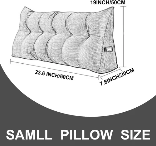 Vista 7 de Almohada triangular de cuña, respaldo de cabecera de vellón, cojín grande para reposo en cama, almohadas de lectura, almohada de apoyo de Azul