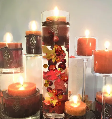 Vista 6 de Paquete de hojas de otoño festivas, perlas y gemas flotantes para decoración de jarrones y mesa