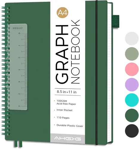 Vista 27 de AHGXG Diario de puntos, cuaderno en espiral de cuadrícula de puntos de 8.5 x 11 pulgadas, cuaderno de puntos grande A4, papel grueso de 3.53 oz/m²