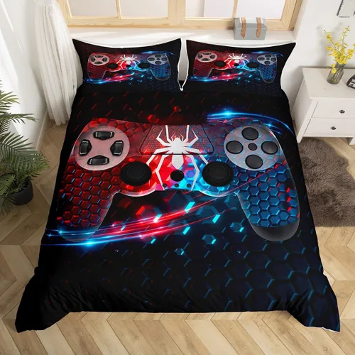 Vista 36 de Erosebridal - Ropa de cama para adolescentes y niños, estampado de control de videojuegos, funda de edredón tamaño individual, 2 piezas con 1 funda