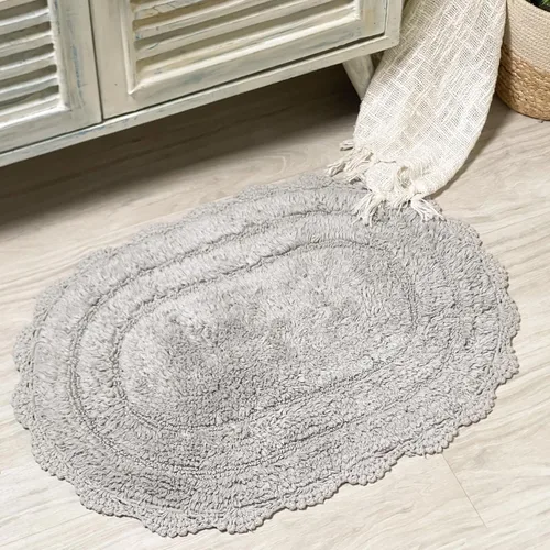 Vista 72 de Chardin home Alfombra de baño de ganchillo beige, alfombra de baño ovalada 100% algodón con borde de ganchillo artesanal hecho a mano, alfombra