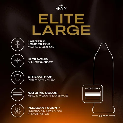 Vista 4 de SKYN Elite - Preservativos grandes – 36 unidades – Condones ultrafinos, lubricados sin látex, más largos y anchos para un ajuste más cómodo