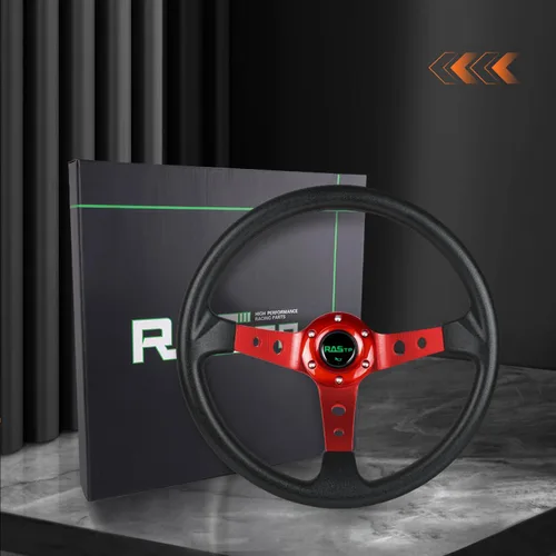 Vista 7 de RASTP - Volante universal de carreras, volante de deriva de plato profundo de 13.8 pulgadas/350 mm con 6 pernos de agarre de vinilo y aluminio