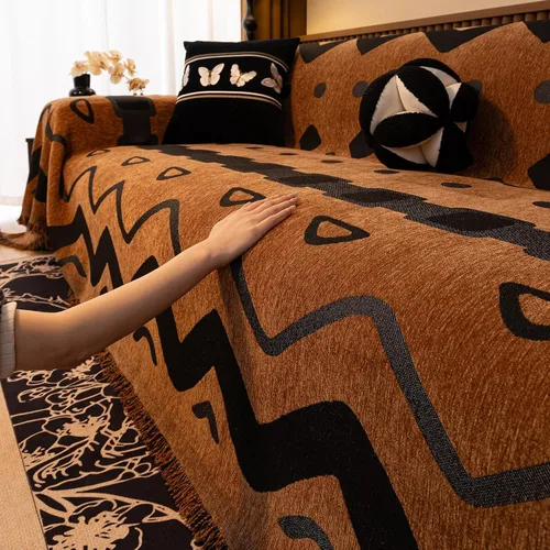 Vista 97 de ROOMLIFE Manta de sofá estilo azteca boho para sillones de 2/3 cojines, fundas de sofá lavables y antideslizantes aptas para mascotas, protector