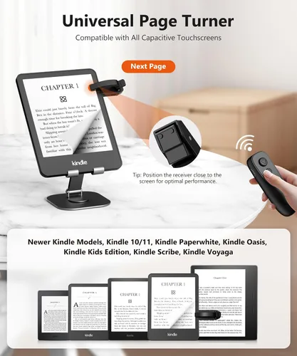 Vista 4 de Fuloview Turner de páginas con control remoto para Kindle Paperwhite Kobo eReaders, Page Turner Clicker con control remoto inalámbrico compatible