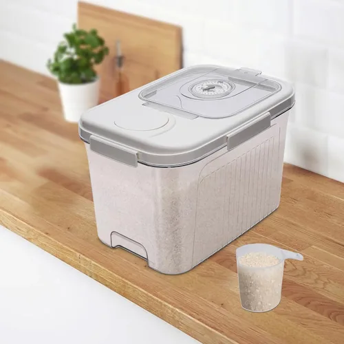 Vista 3 de Recipientes de alimentos de plástico con tapa y temporizador, contenedores de almacenamiento de alimentos herméticos para cocina, con taza medidora