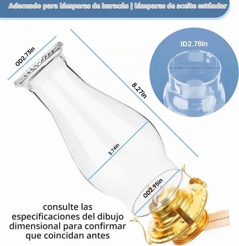 Vista 3 de SUNJIKA - Lámpara de aceite de repuesto para chimenea, base de 3 pulgadas, pantalla de vidrio transparente