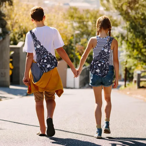 Vista 6 de HUA ANGEL Bolso bandolera floral - Mochila cruzada pequeña para hombres y mujeres, senderismo, caminar, viajes, mini bolsa de pecho