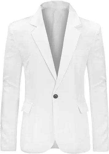 Vista 50 de YUNCLOS Chaqueta blazer casual de 1 botón con solapa con muescas para hombre