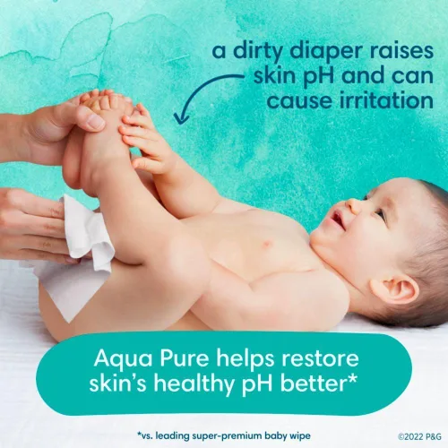 Vista 2 de pampers toallitas para bebé Aqua Pure 56 ct ANTIGUO