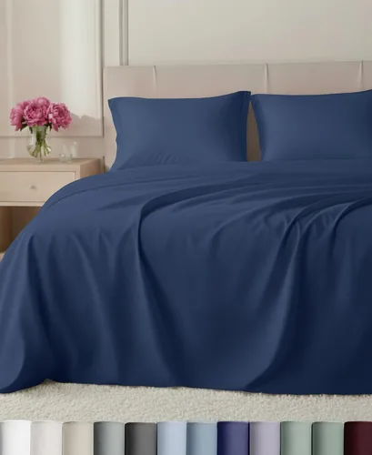 Vista 14 de California Design Den Juego de sábanas de lujo tamaño Queen, 800 hilos, 100% satén de algodón para cama tamaño Queen, juego de ropa de cama con Beige