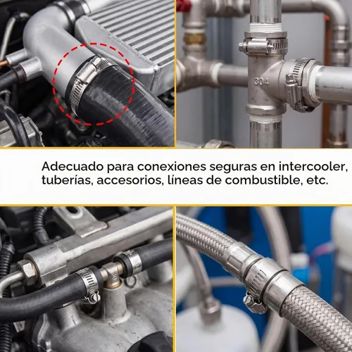 Vista 5 de Boao 4 abrazaderas ajustables de acero inoxidable 304 para conductos de 4 pulgadas, abrazadera de manguera de engranaje helicoidal para tubería
