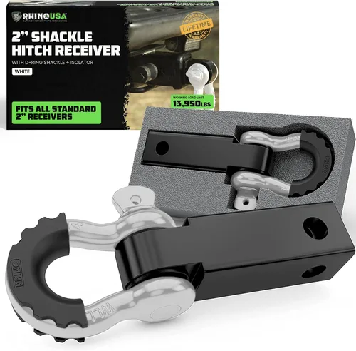 Vista 10 de Rhino USA Receptor de enganche de grillete (se adapta a receptores de 2 pulgadas). Los mejores accesorios de remolque para camiones, Jeep, Toyota