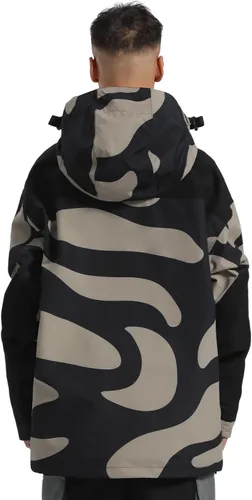 Vista 42 de GSOU SNOW Chaqueta de esquí para hombre, abrigo de nieve para snowboard, cálido, invierno, impermeable, con capucha