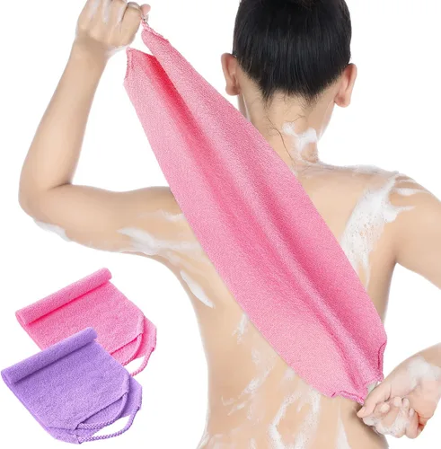 Vista 10 de Exfoliante de espalda para ducha, paño para la espalda, toalla de longitud extendida, de nailon, con correa elástica, paño de lavado para baño