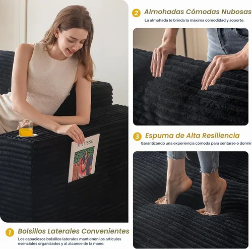 Vista 7 de MAXYOYO - Sofá deshuesado, sofá seccional en forma de L de 104 pulgadas, diván orientado hacia la derecha