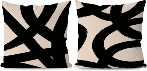 Vista 12 de KEUSPI Fundas de almohada decorativas negras y beige, juego de 4 fundas de almohada negras para sofá, decoración del hogar, estilo boho moderno