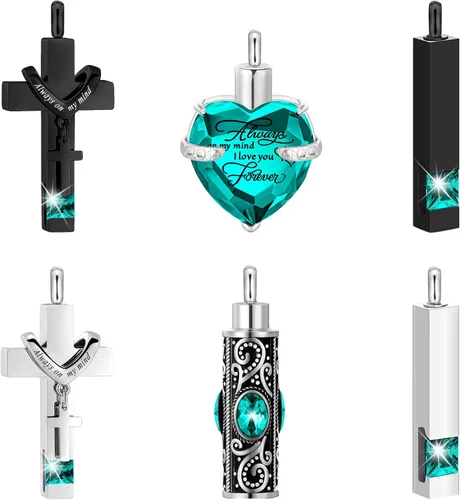 Vista 14 de Fumete 6 piezas de collar de cenizas, joyería de urna para cenizas humanas, colgante conmemorativo - para hombres y mujeres