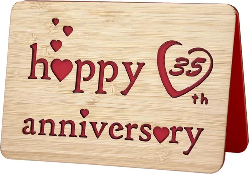 Vista 32 de Tarjeta de felicitación de madera para el primer aniversario, hecha a mano, 1 año, aniversario de boda, tarjeta de primer aniversario para ella, él