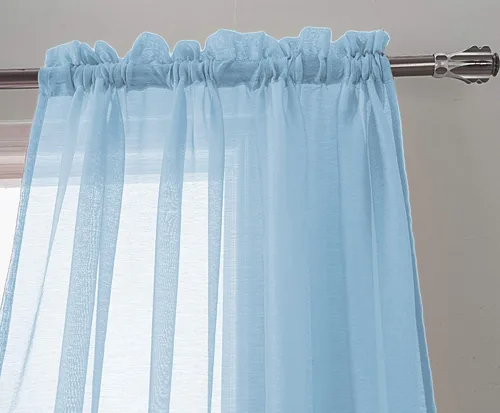 Vista 3 de RT Designers Collection Celine - Cortina transparente con bolsillo para barra, 55 x 90 pulgadas, color azul