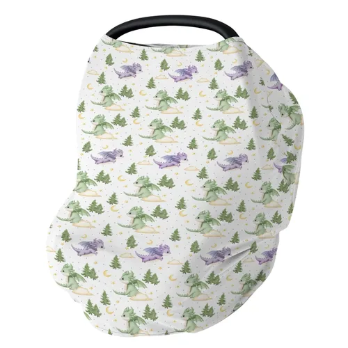 Vista 9 de Funda de asiento de coche de dragón y caballeros de cuento de hadas para bebés, dragones de fantasía, castillo de princesa, funda elástica 5 en 1