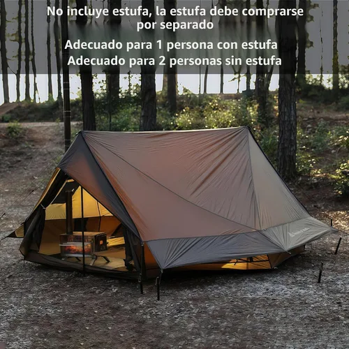 Vista 4 de Hot Tent with Stove Jack – 4 Season Waterproof & Windproof Shelter for 1–6 People, Lightweight for Camping, Hiking, Hunting & Fishing