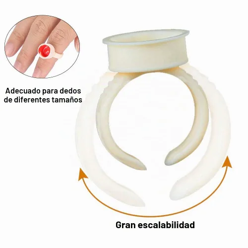 Vista 6 de 100 anillos de pigmento de maquillaje, taza de silicona para cejas, anillos de tinta para arte de uñas, para microblading para cejas, labios