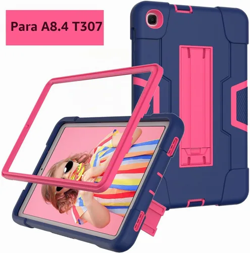 Vista 6 de Funda para Samsung Galaxy Tab A 8.4 2020, resistente PC duro de silicona suave con función atril, resistente funda protectora de alto impacto