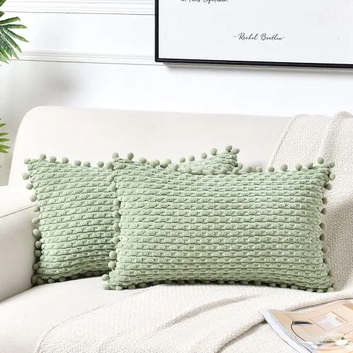 Vista 21 de Fancy Homi - Juego de 2 fundas de cojín decorativas crema blanco de 40 x 40 cm con pompones para sofá cama, decoración de hogar moderna, rústica