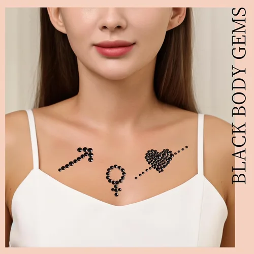 Vista 5 de Teenitor Gemas Rojas y Negras para la Cara Diamantes de Imitación Negros para la Cara Maquillaje Festival Joyas para la Cara Rojas Gemas Adhesivas
