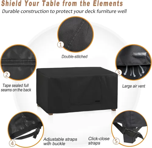 Vista 3 de NettyPro Funda rectangular para mesa auxiliar de patio, impermeable, para muebles de exterior, pequeña, rectangular, 36 x 22 x 18 pulgadas