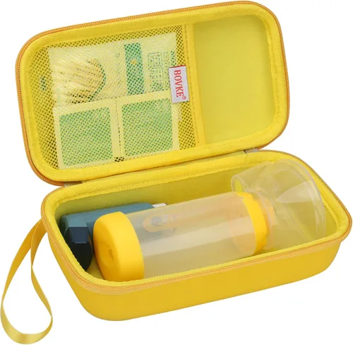 Vista 9 de BOVKE Estuche rígido de viaje para inhalador de asma, espaciador de inhalador para niños y adultos, máscaras, soporte para inhalador, bolsa
