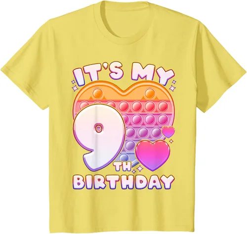 Vista 43 de Pop-it Birthday Girl 9 años de edad, Push it Pop Fidget Bubble Camiseta, Negro