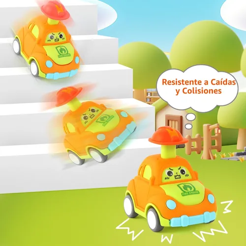 Vista 3 de Juguetes de coche para niños pequeños de 1 a 3 años, regalo de cumpleaños para niños y niñas de 1 a 3 años, juguetes de vehículos urbanos para tirar