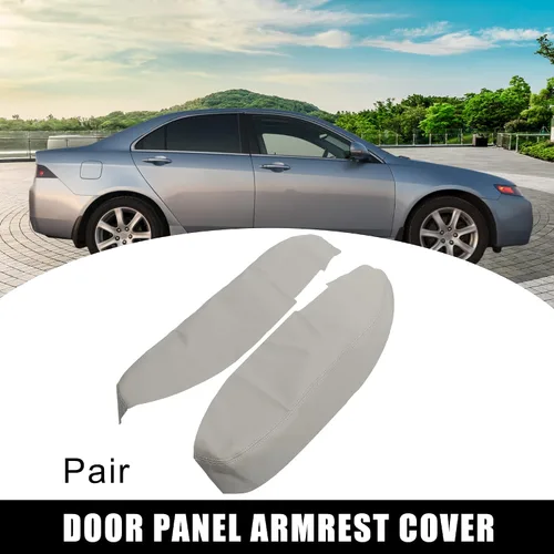 Vista 2 de X AUTOHAUX 1 par de cubierta de la puerta delantera reposabrazos cubierta de reemplazo de cuero de microfibra para Acura RL 2005-2012 gris