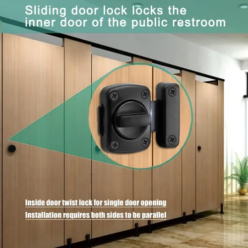 Vista 6 de Cerraduras de seguridad para puertas desde el interior, cerraduras de baño, color negro Bedroom door lock latch, anti-pry, 180-degree rotation