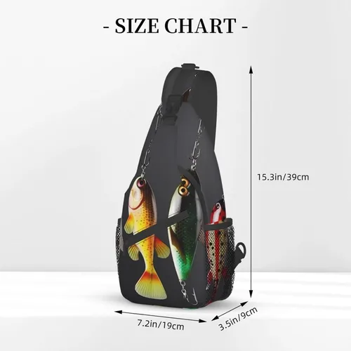 Vista 3 de Varios tipos de cebos de pesca Imprimir Sling Mochila de viaje Sling Bag Casual Chest Bag Senderismo Daypack Crossbody Bag para hombres mujeres