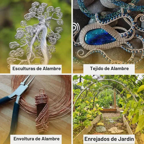 Vista 5 de Mandala Crafts - Alambre de aluminio anodizado de calibre 22 para hacer joyas - 137.2 m de alambre flexible surtido y coloreado - Doble para bonsái