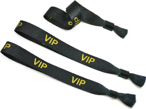 Vista 3 de 100 pulseras de tela VIP para eventos, pulseras de tela desechables RPET (negro)
