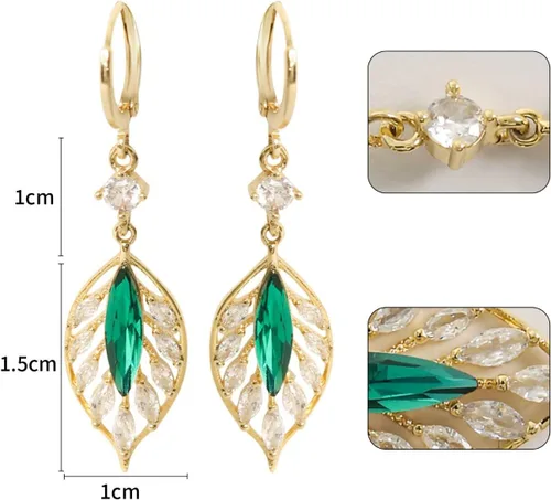 Vista 6 de EXTREE Aretes de diamantes de imitación para el día de San Valentín para mujer, aretes de diseño plateado y oro rubí