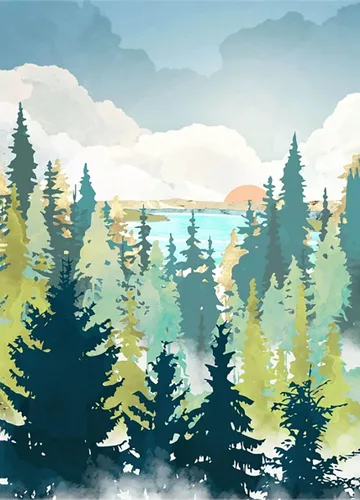 Vista 9 de Hestarcul Kit de pintura de diamante de montaña, kits de arte de diamantes para adultos, pintura de paisaje abstracto con diamantes redondos
