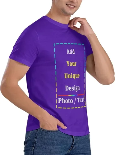 Vista 2 de Personaliza tus camisetas clásicas de algodón personalizadas con cuello redondo para hombre y mujer