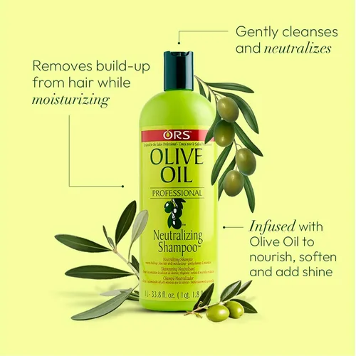 Vista 2 de ORS Champú neutralizante profesional de aceite de oliva para nutrir, suavizar y añadir brillo 33.8 onzas