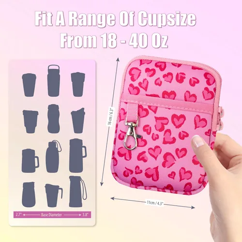 Vista 5 de Axolotl Stanley Cup - Bolsa para botella de agua con llavero, accesorios para vasos Stanley de 30/40 onzas con asa, vaso Stanley