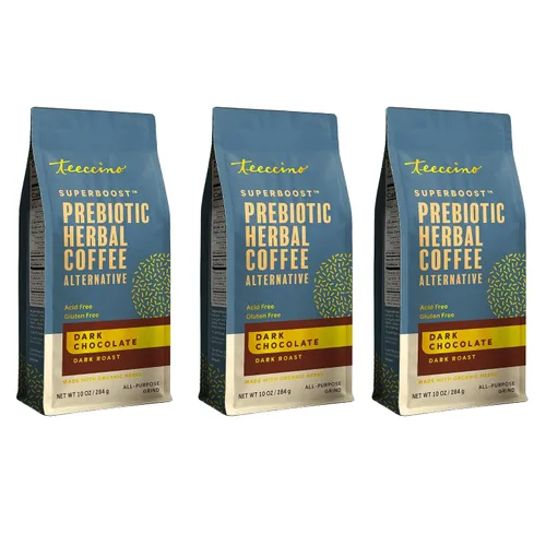 Vista 8 de Teeccino Chocolate Oscuro Prebiótico SuperBoost™ Alternativa al Café - Apoya los Probióticos con Café Herbal Sin Cafeína que Contiene 3 Prebióticos