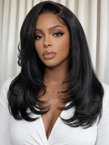Vista 71 de KLAIYI Peluca de cabello humano con encaje frontal precortada 7x5, corte Bob en capas, corte romo, cordón sin pegamento, peluca predepilada