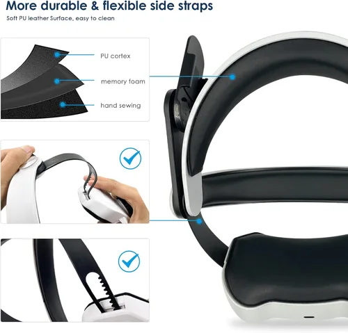 Vista 4 de JYMEGOVR for Oculus Quest 2 Head Strap with Battery Replacement for Elite Strap5200mAh Rechargeable Battery Pack PC Accessories Adjustable Headset