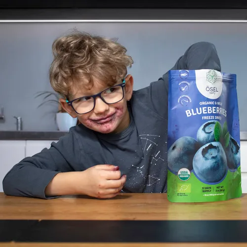 Vista 9 de ÖSEL BERRY Arándanos secos orgánicos, bayas azules silvestres 100% sin azúcar Arándanos liofilizados seleccionados a mano - Orgánico y fresco