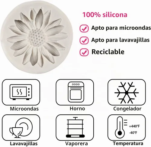 Vista 2 de Moldes de silicona de girasol, molde de fondant de flores de crisantemo para decoración de pasteles, decoración de cupcakes, caramelo de chocolate
